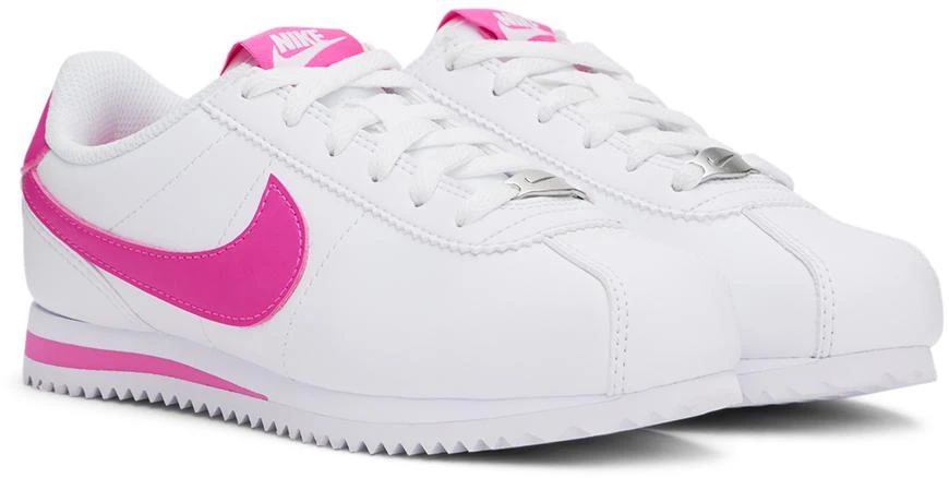 NIKE Kids White & Pink Cortez Sneakers 4