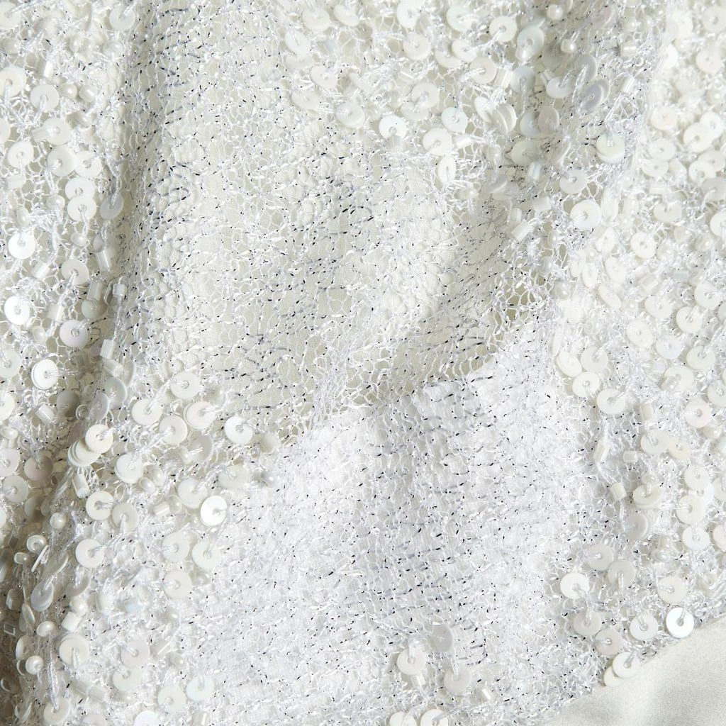 Balmain Balmain White Sequin & Bead Embellished Mesh Gown S 4