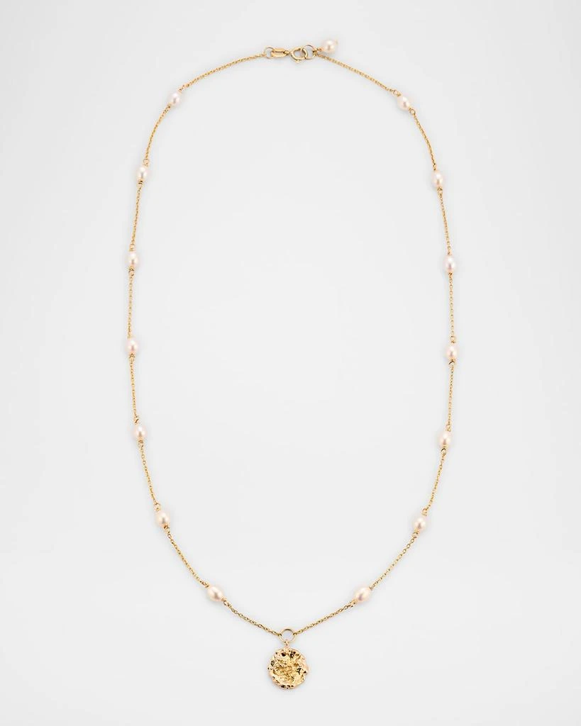 POPPY FINCH 14K Yellow Gold Nugget Pearl Station Necklace 1