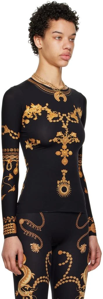 MARINE SERRE Black Ornament Moon Long Sleeve T-Shirt 4