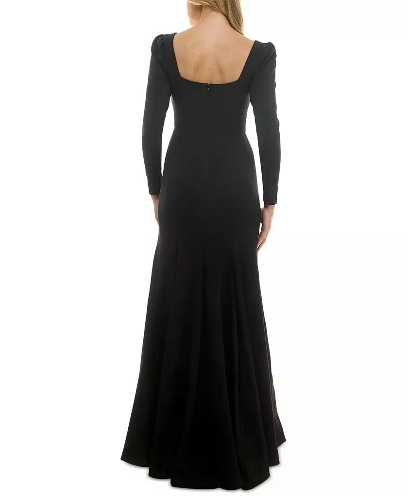 Taylor Women's Rhinestone-Trim Long-Sleeve Gown - Ebony - 4 Taylor Women's Rhinestone-Trim Long-Sleeve Gown - Ebony - 4