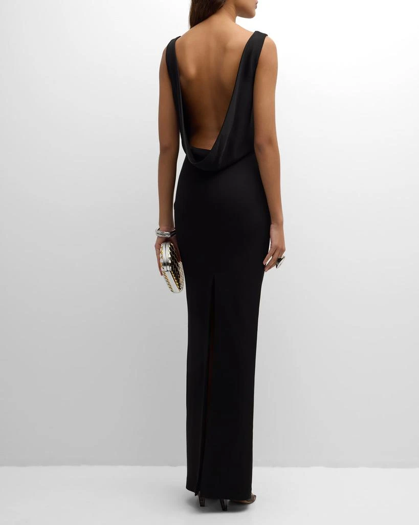 Alex Perry Backless Draped Satin Crepe Column Gown 6