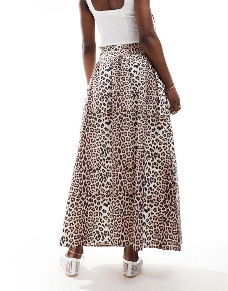 ASOS ASOS DESIGN dropped waist cotton maxi skirt in leopard print 3