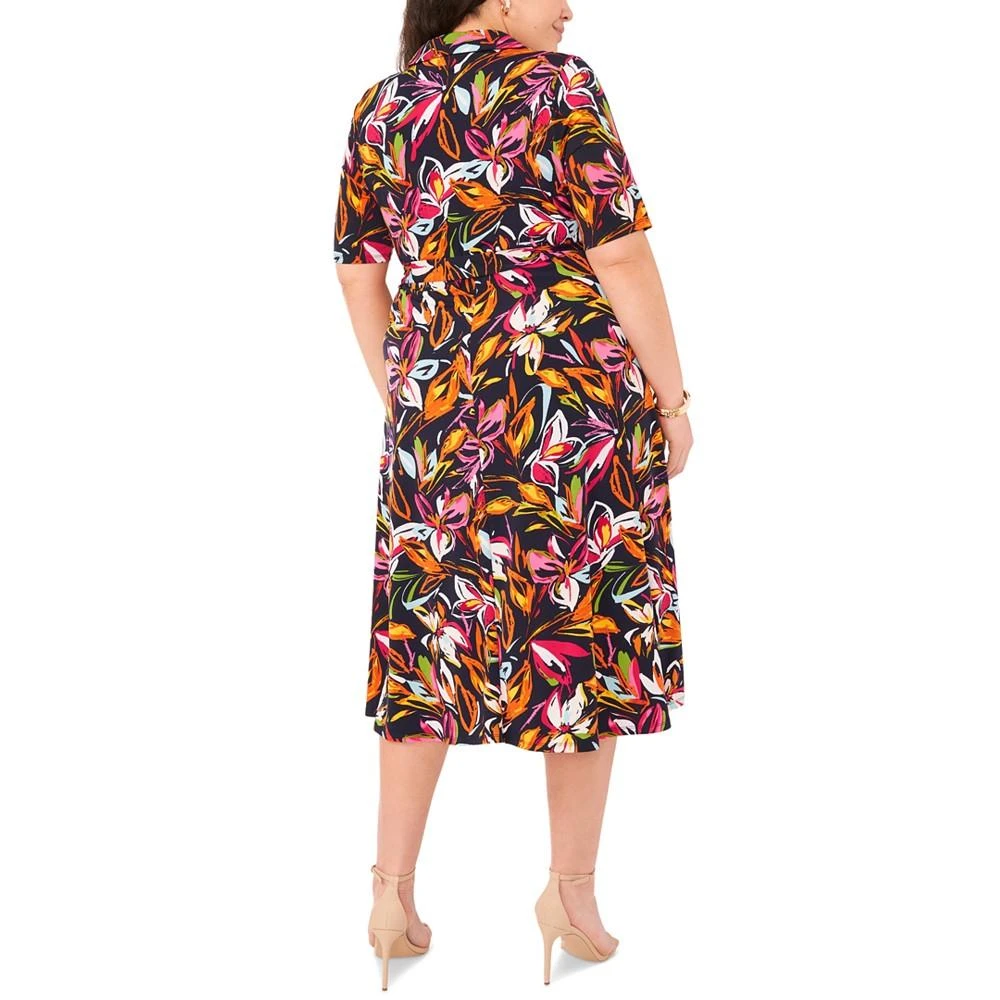 MSK Plus Size Printed Collared V-Neck Midi Dress 2