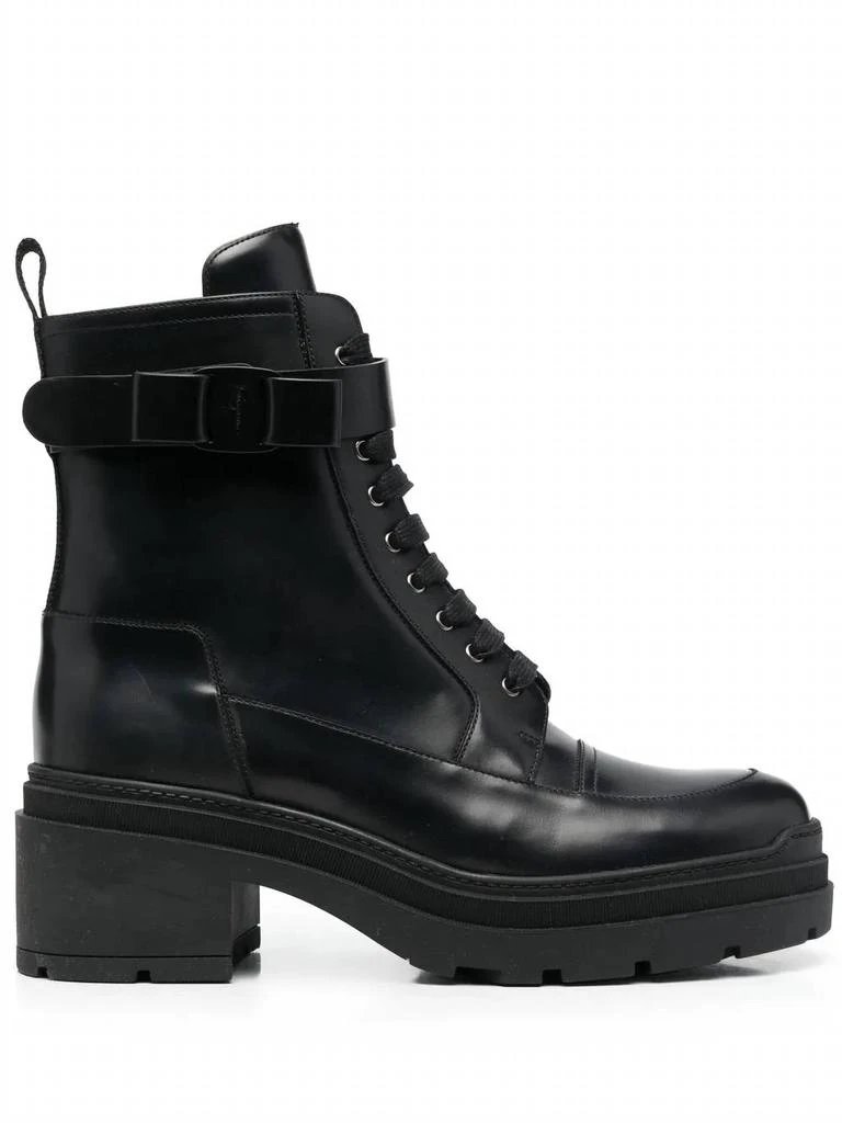 Salvatore Ferragamo Women
s Chunky Leather Biker Boots In Black 2