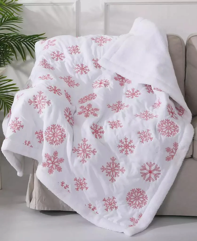 Levtex Snowflake Reversible Sherpa Quilted Throw, 50" x 60" 1
