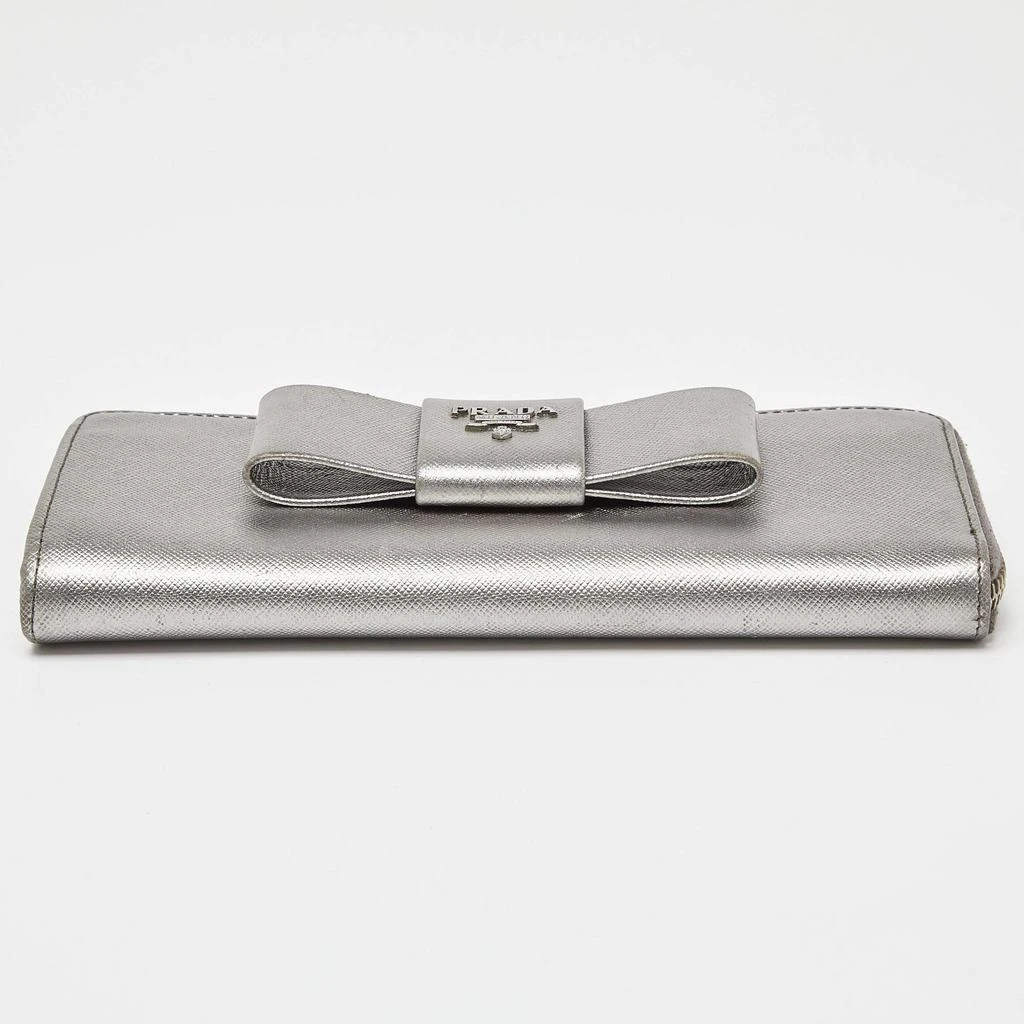 Prada Prada Silver Saffiano Lux Leather Zip Around Wallet 6