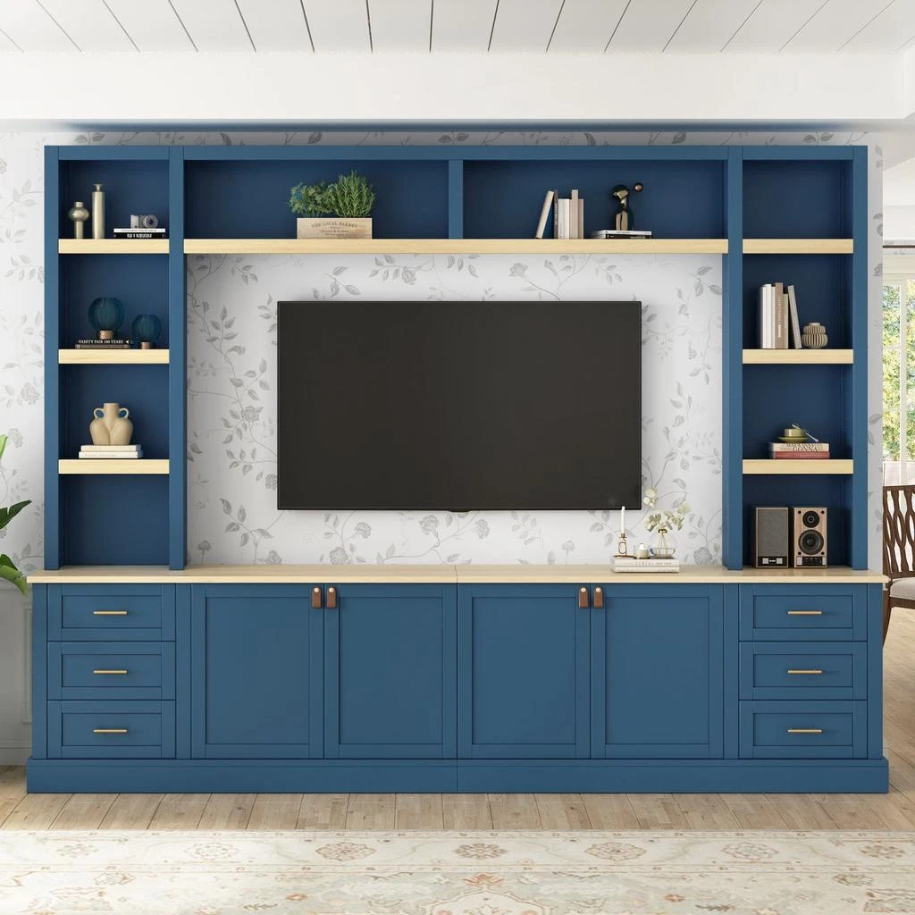 Streamdale Furniture Streamdale Farmhouse Entertainment Center Wall Unit for 75" TV, Black 2