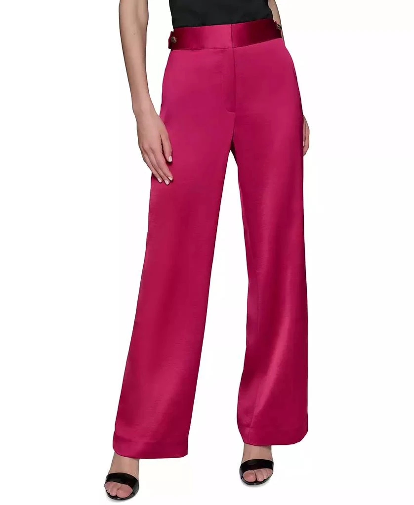 Karl Lagerfeld Paris Women's Mid-Rise Wide-Leg Satin Pants 1