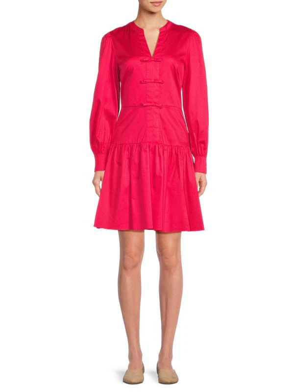 Karl Lagerfeld Paris Bow Sateen Drop-Waist Minidress 1