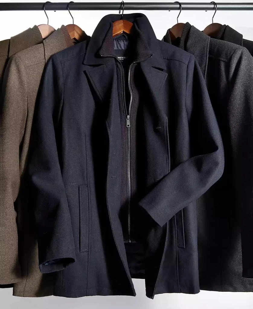Kenneth Cole Men's Double Breasted Wool Blend Peacoat with Bib 6