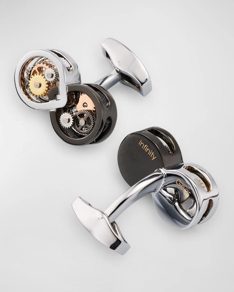 Tateossian Men's Infinity Gear Cufflinks in Palladium Plated with Multicolour Gears 4