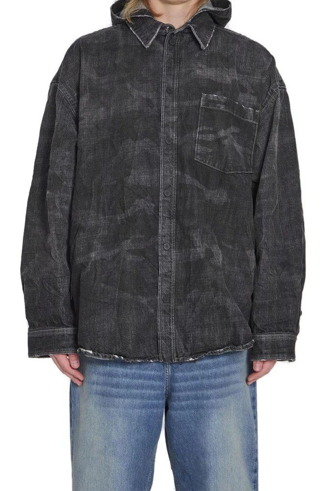 Balenciaga Balenciaga Distressed Hooded Denim Parka