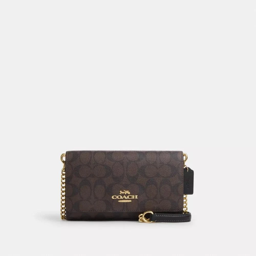 Coach Flap Clutch Crossbody In Signature Canvas 1