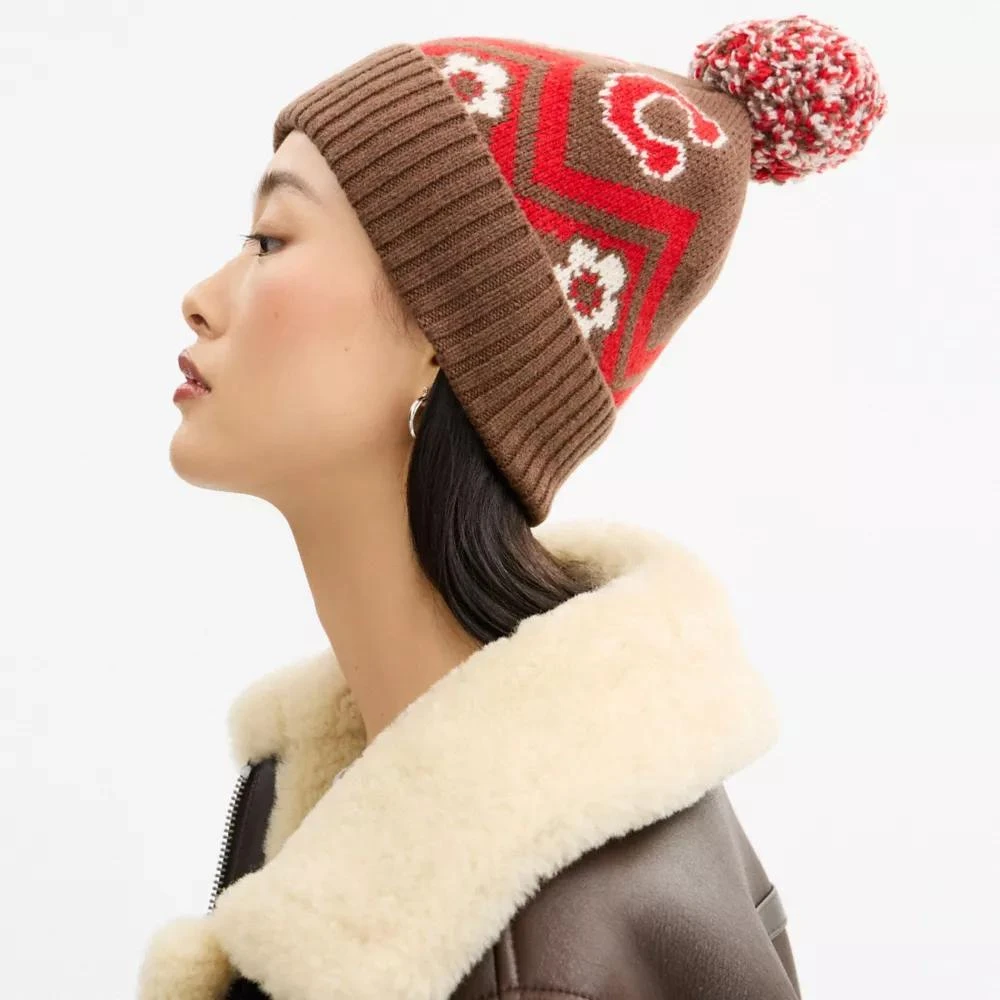 Coach Fair Isle Print Knit Beanie 2