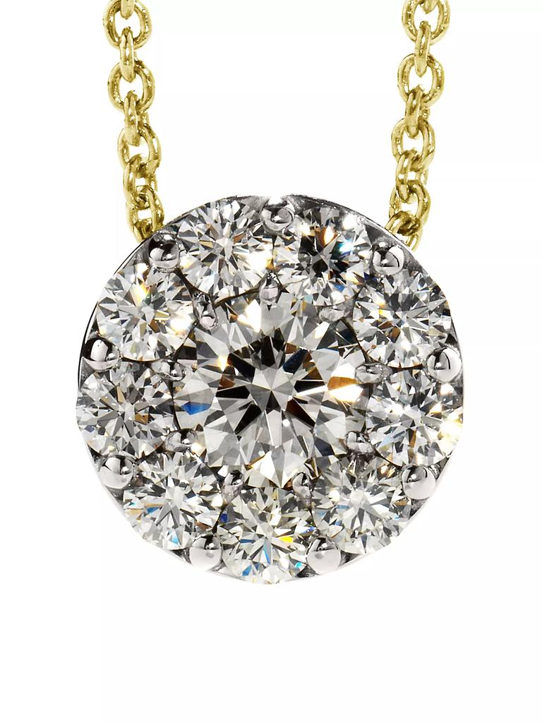 Hearts On Fire Fulfillment 18K Yellow Gold & 0.46-0.56 TCW Diamond Halo Pendant Necklace