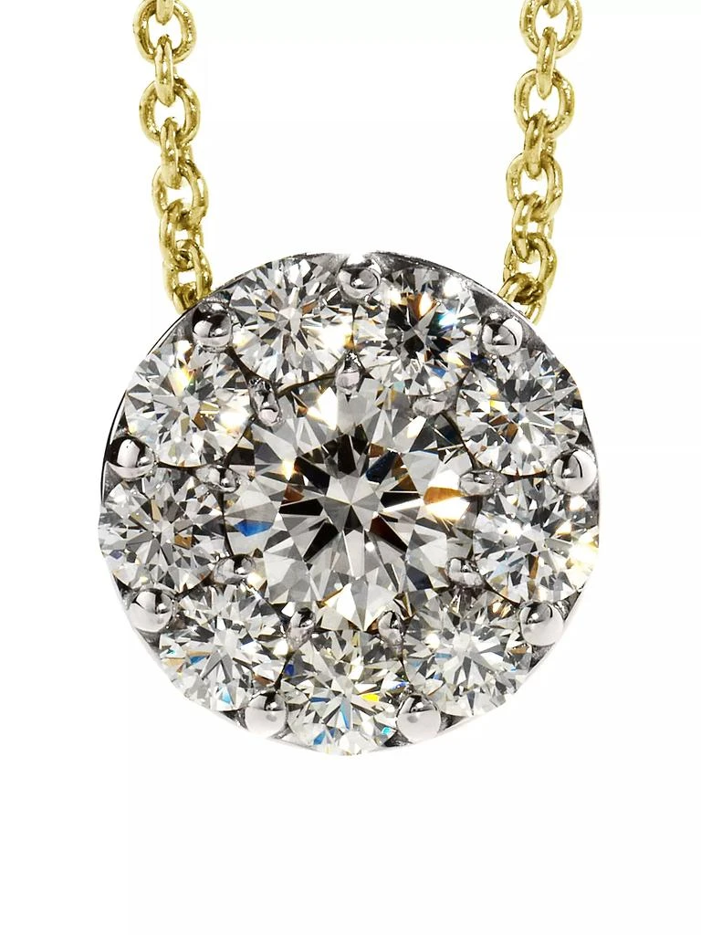 Hearts On Fire Fulfillment 18K Yellow Gold & 0.46-0.56 TCW Diamond Halo Pendant Necklace 1
