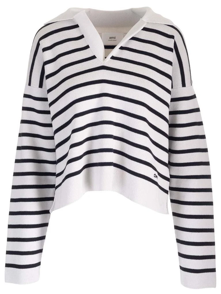 AMI AMI Paris Striped Knitted Jumper 1
