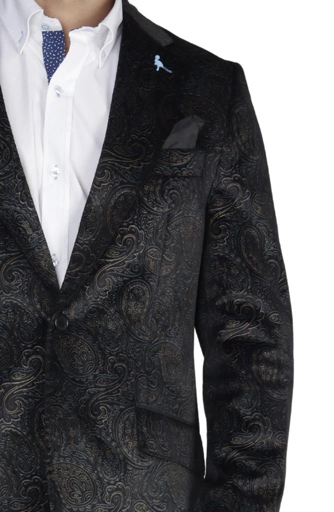 TailorByrd Black Velvet Two-Tone Metallic Paisley Sport Coat 3