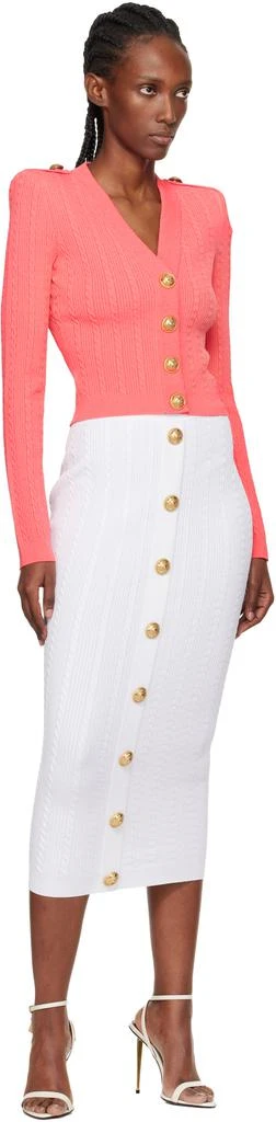 Balmain Pink Long-Sleeve Cable-Knit Cardigan 4