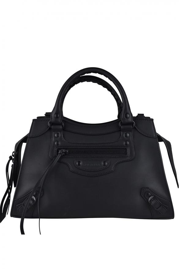 ハンドバッグ BALENCIAGA BLACK LEATHER NANO M TOP HANDLE BAG Balenciaga Balenciaga Black Leather Nano M Top Handle Bag