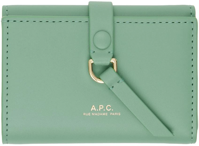 A.P.C. Green Noa Trifold Simple Wallet 1
