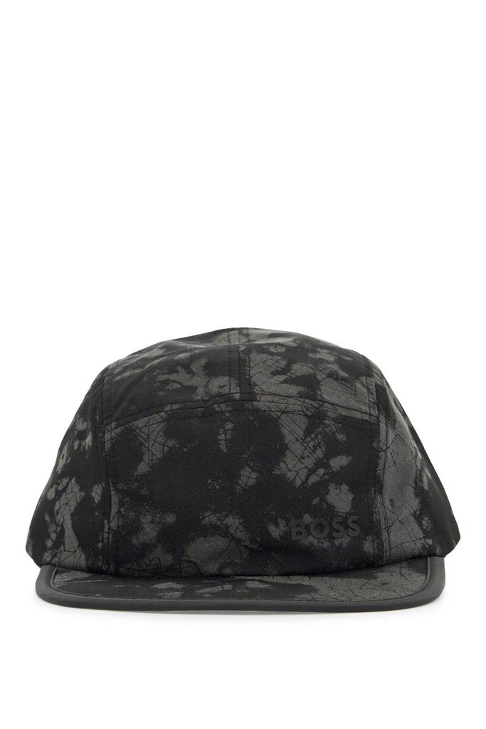 Hugo Boss black flat brim hat with graphic print and adjustable closure