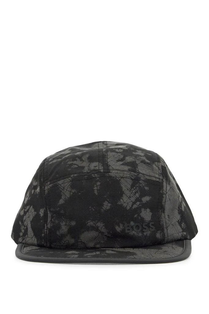 BOSS black flat brim hat with graphic print and adjustable closure 1