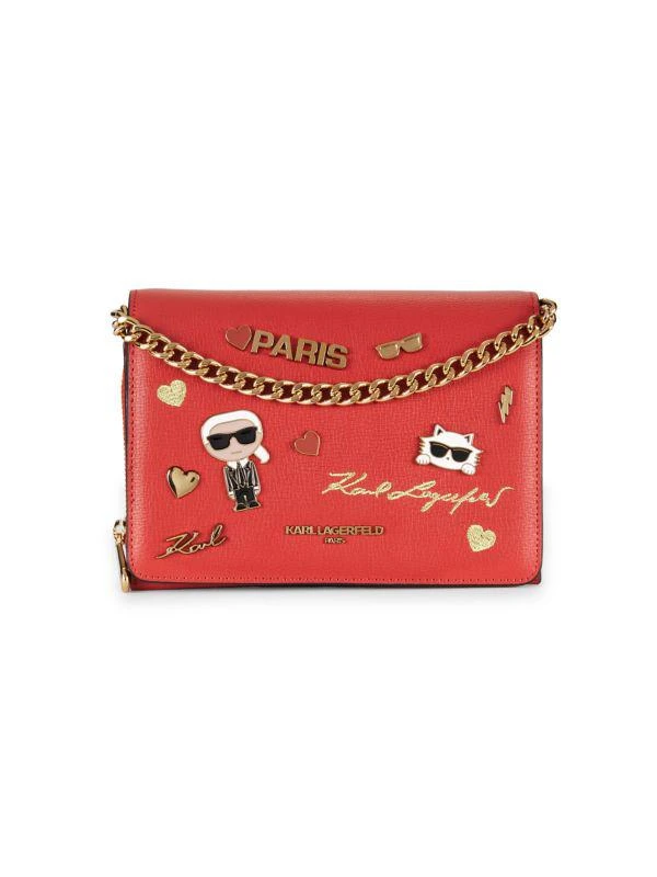 Karl Lagerfeld Paris Lourdes Icon Leather Crossbody Bag 1