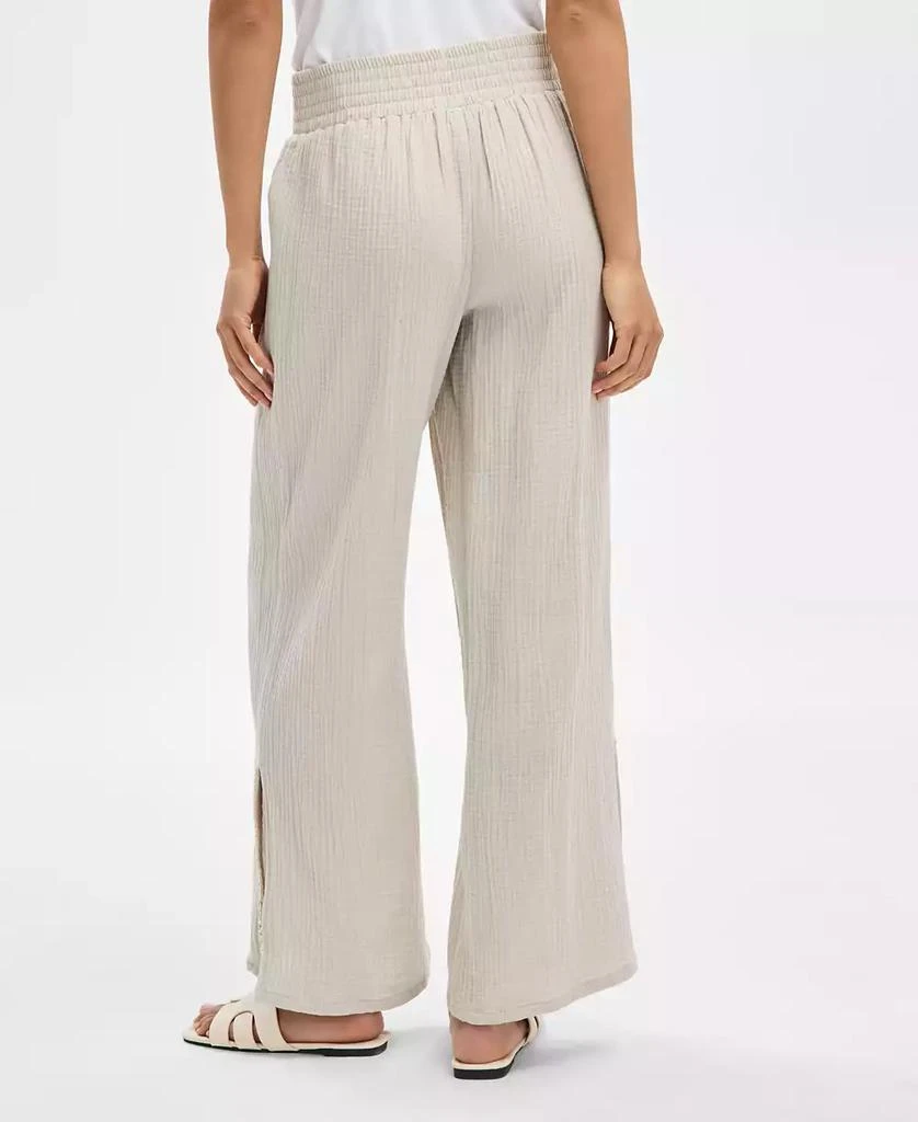 Shop Petite Gauze Split-Hem Wide-Leg Pants, Exclusively at Macy's - Main Image