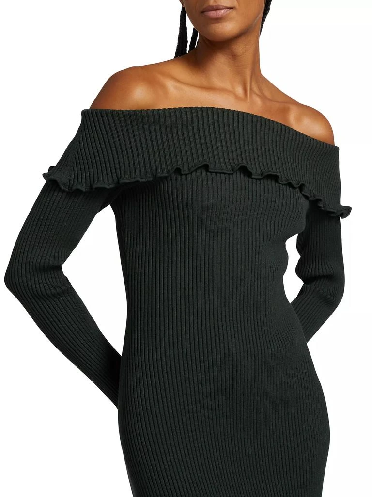AMUR Meadow Rib-Knit Off-The-Shoulder Midi-Dress 6