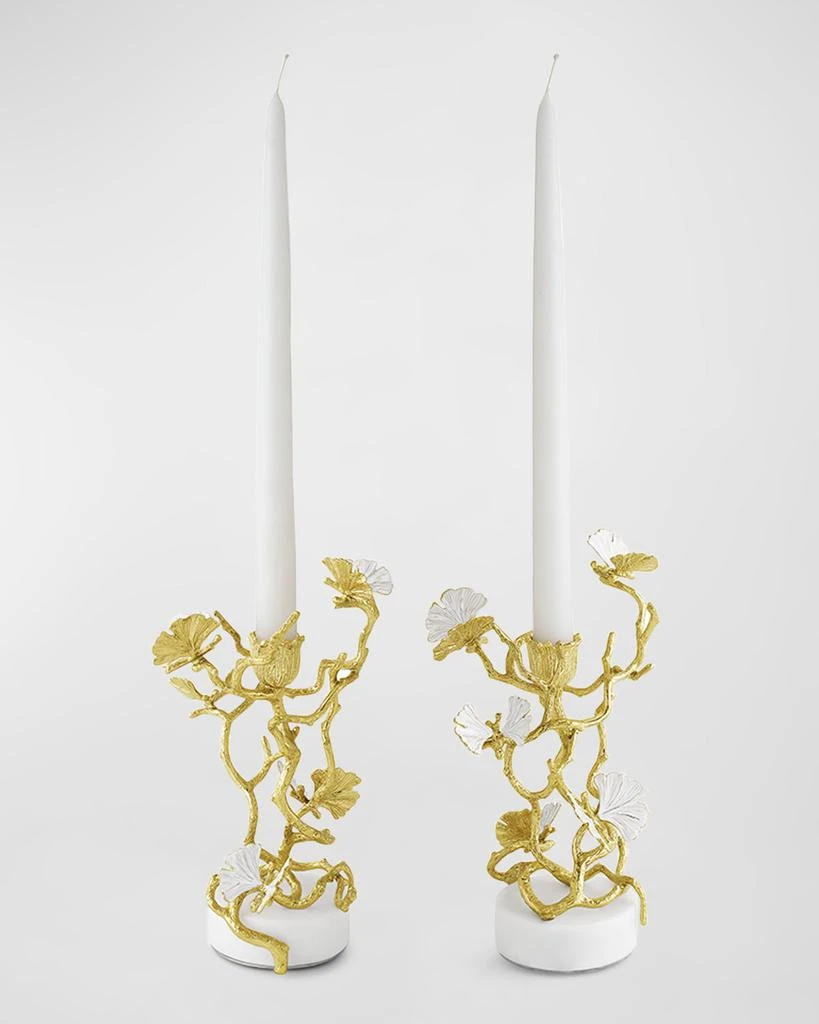 Michael Aram Butterfly Ginkgo White 
Gold Candleholders, Set of 2 3