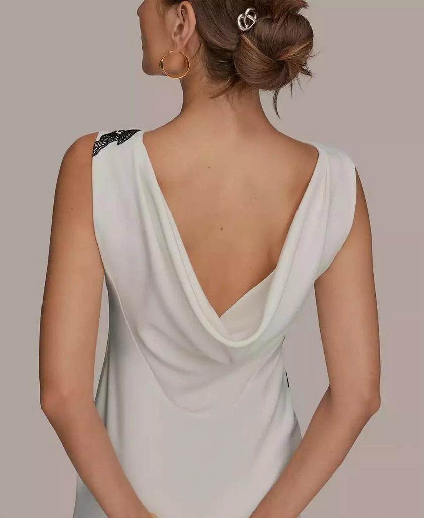 Donna Karan Women
s Sleeveless Embroidered Floral Sheath Dress 10