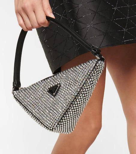 Prada Triangle embellished satin pouch 6