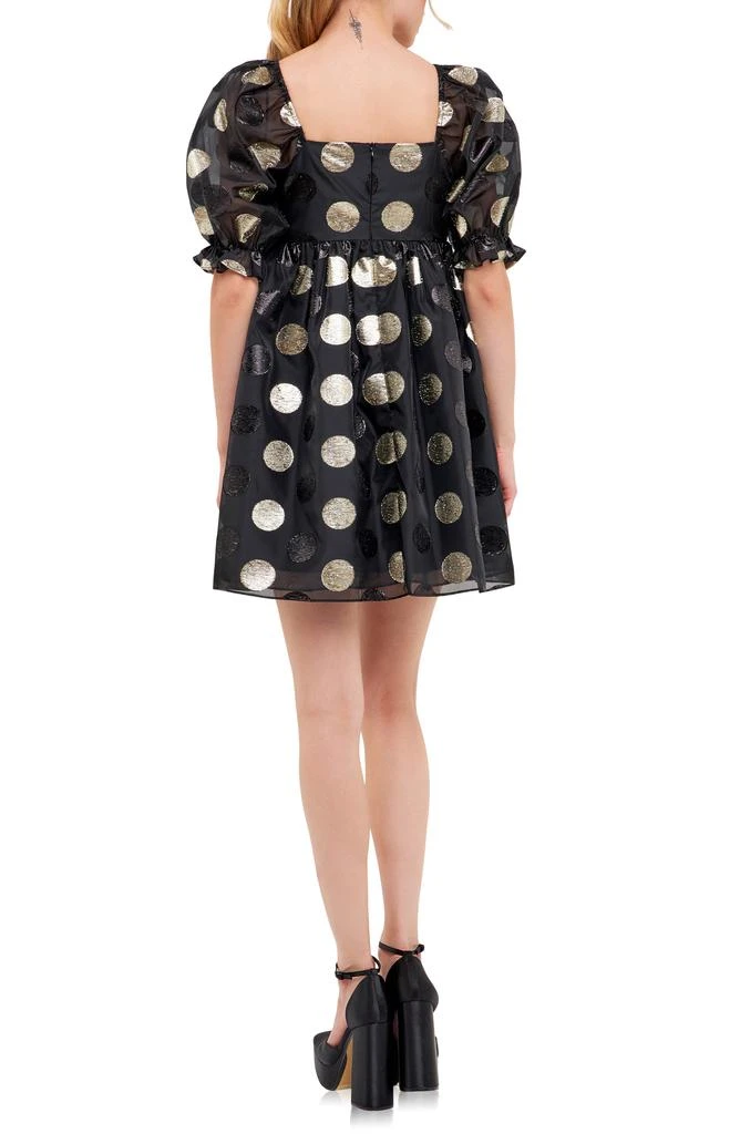English Factory Metallic Dot Puff Sleeve Organza Minidress 2