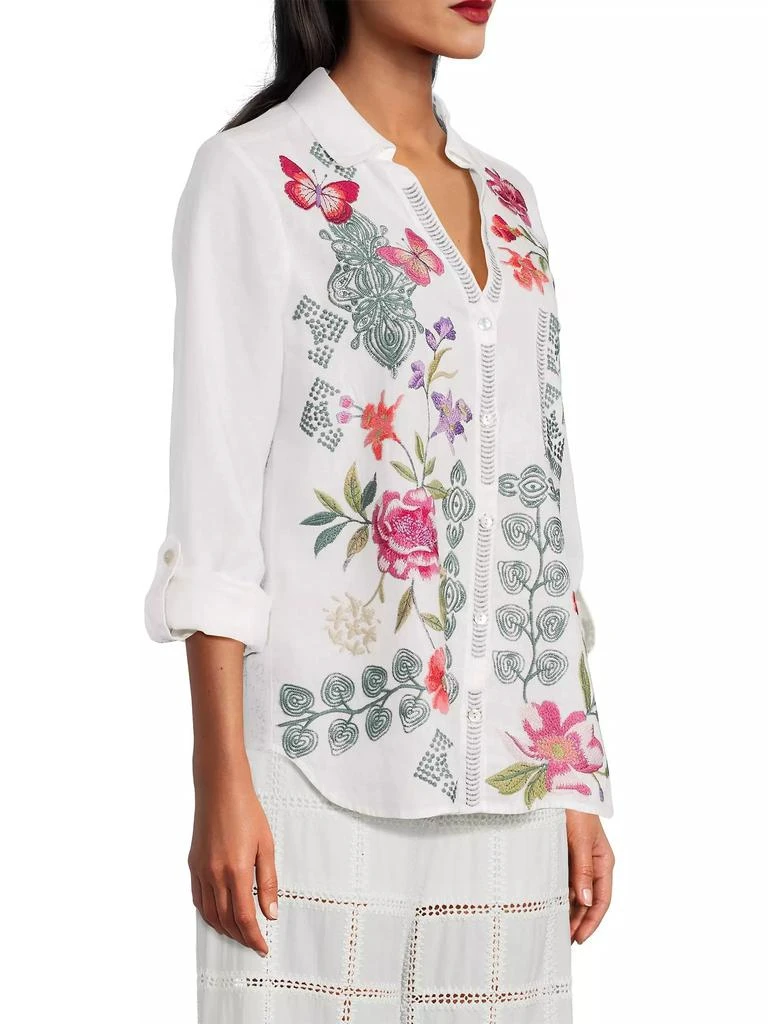 Johnny Was Dacie Embroidered Linen Shirt 4