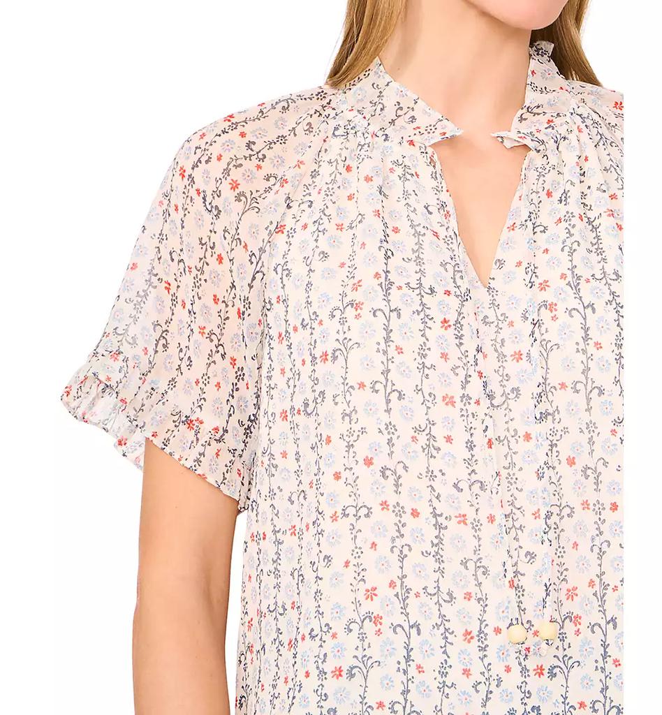 CeCe Women's Floral-Print Ruffled Top