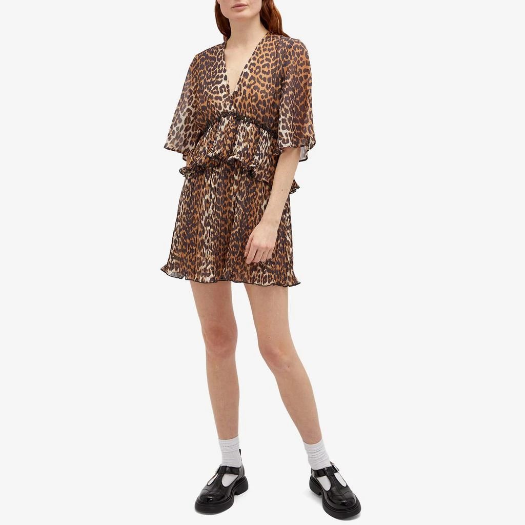 Ganni GANNI Georgette V-Neck Mini Dress 4