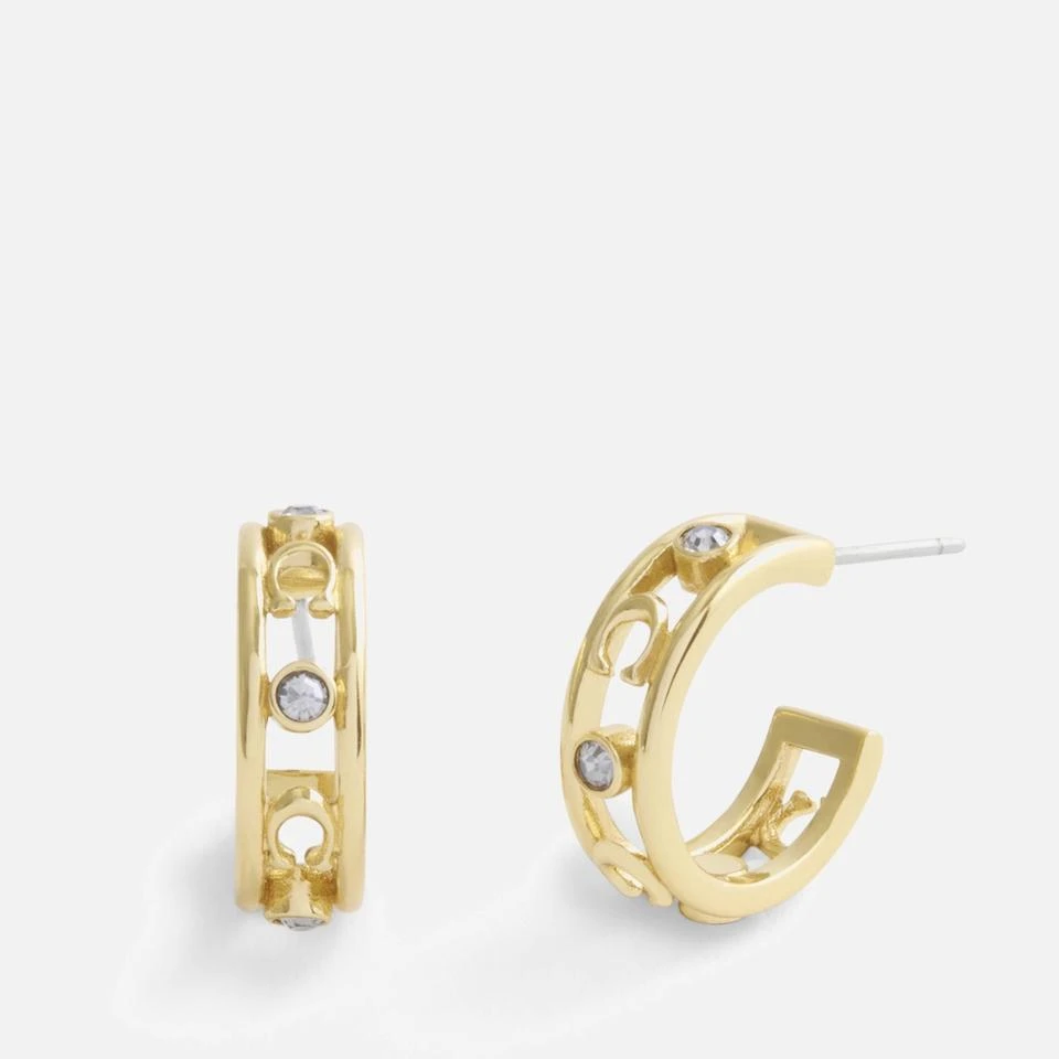 Coach Coach Signature C Gold-Toned Open Hoop Earrings 1