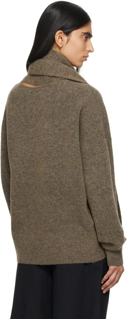 Totême Taupe Draped Scarf Knit Sweater 3