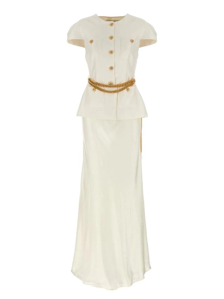 fitted lace wedding dress Melissa Cream Floral Print Maxi Dress with Embellished Detailing – Frock  and Frill main image 1