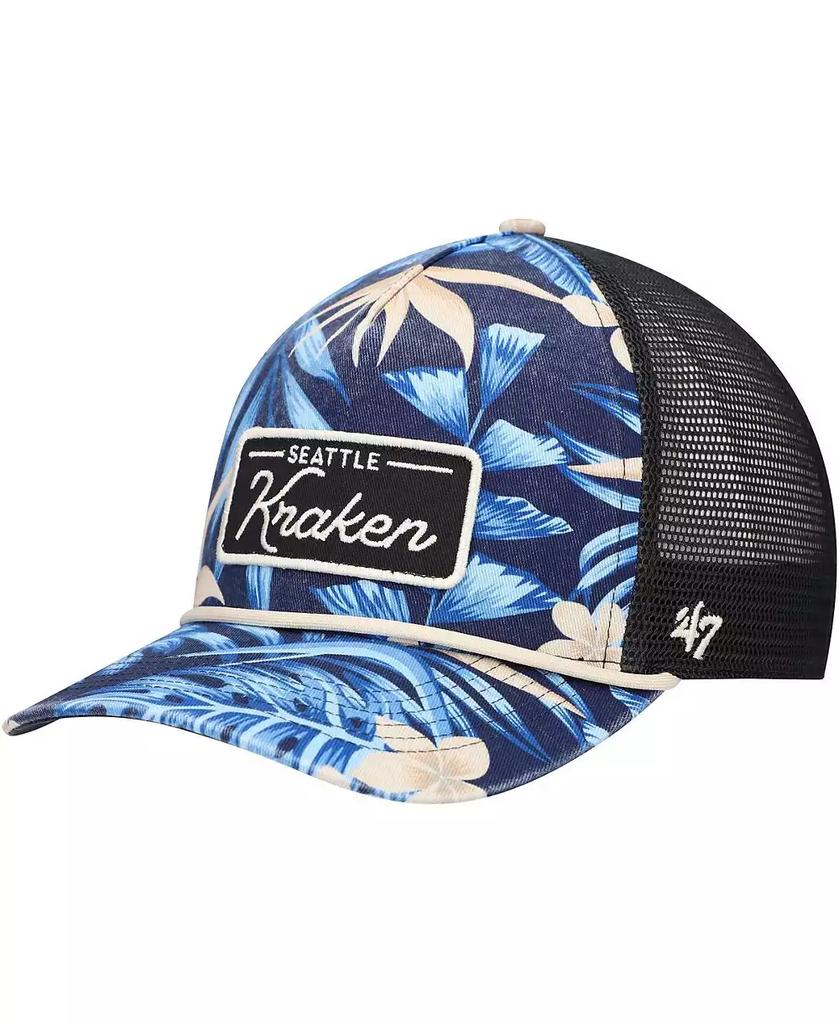 5th & Ocean '47 Brand Men's Navy Seattle Kraken Tropicalia Allover Print Trucker Adjustable Hat