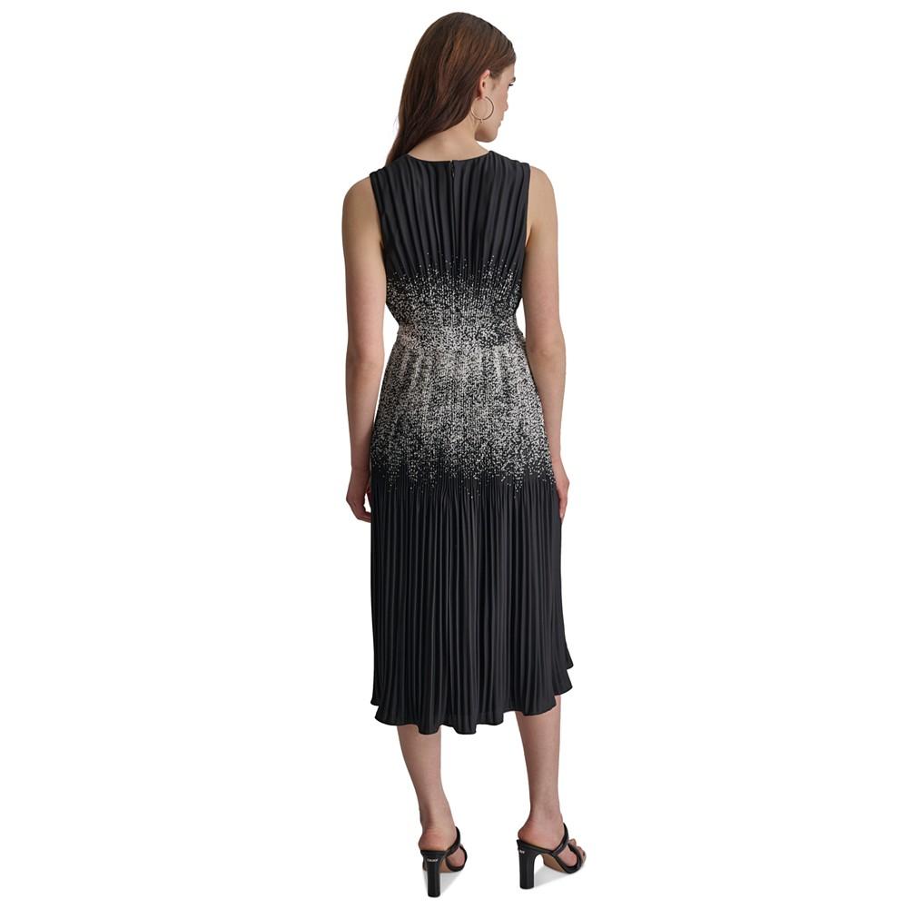 DKNY Women's Pleated Crepe Satin A-Line Dress