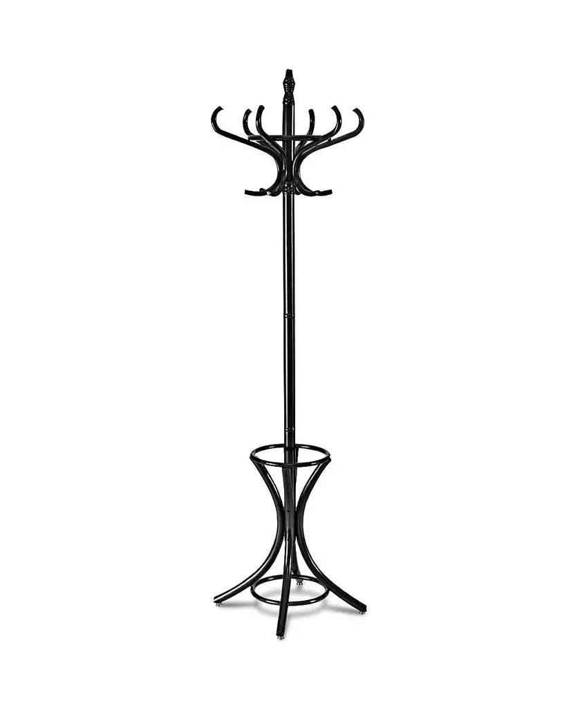 GOUUN Wood Standing Hat Coat Rack with Umbrella Stand