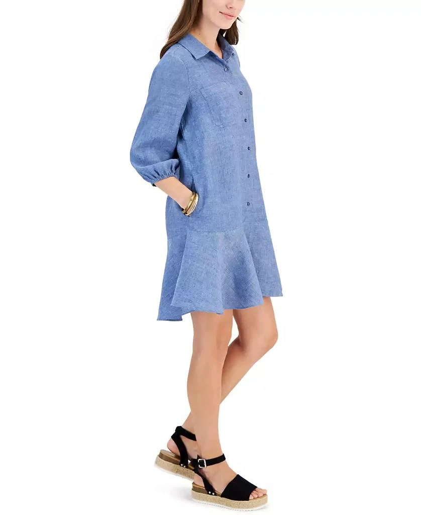 Charter Club Women's 100% Linen Flounce Shirtdress, Created for Macy's 3