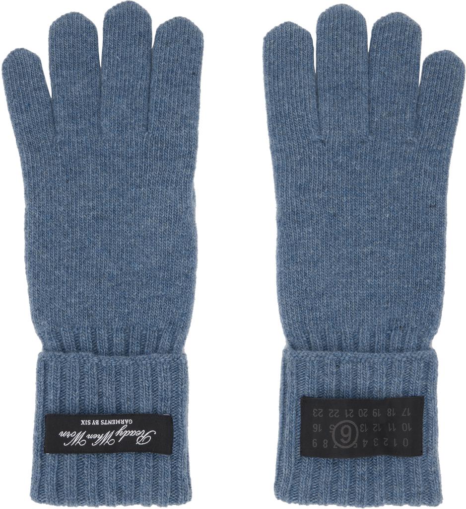 MM6 Blue Wool-Blend Knit Gloves