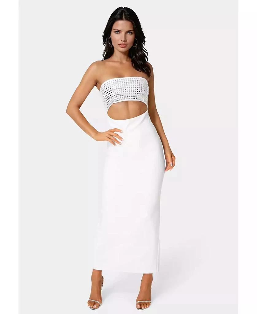 bebe maxi dresses Bebe Women's Crepe Drape Back Maxi Dress