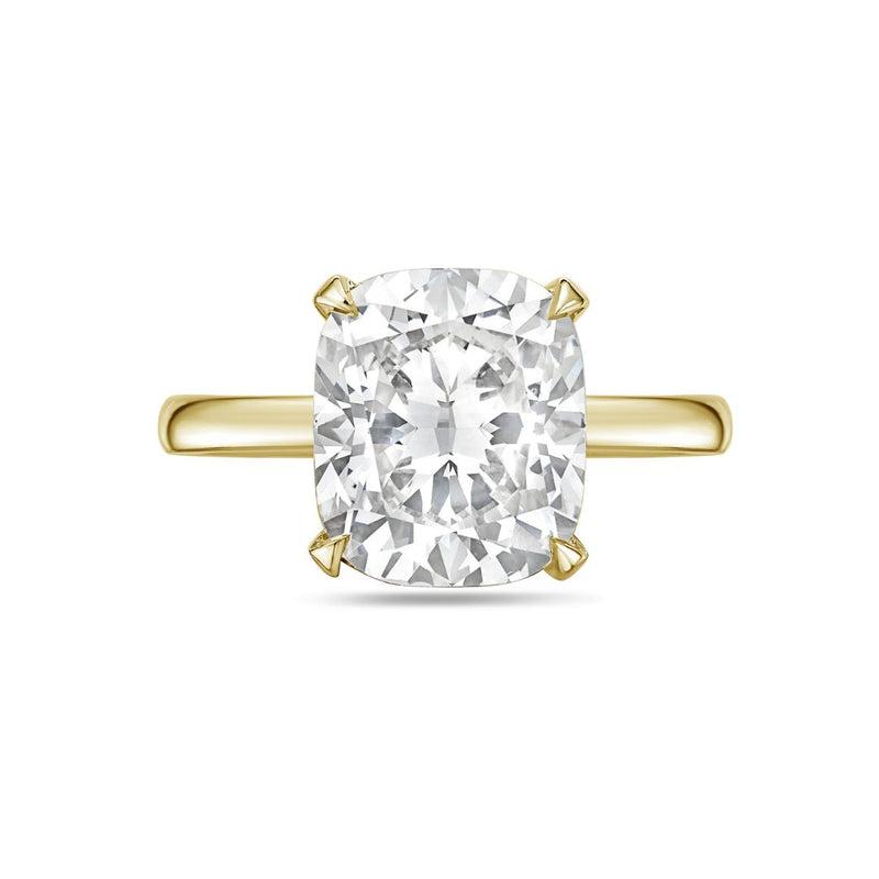 Diana M. 14kt yellow gold 4.00 ct lab grown cushion cut solitaire engagement ring
