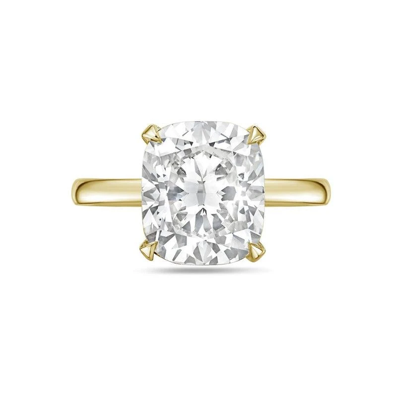 Diana M. 14kt yellow gold 4.00 ct lab grown cushion cut solitaire engagement ring from Premium Outlets