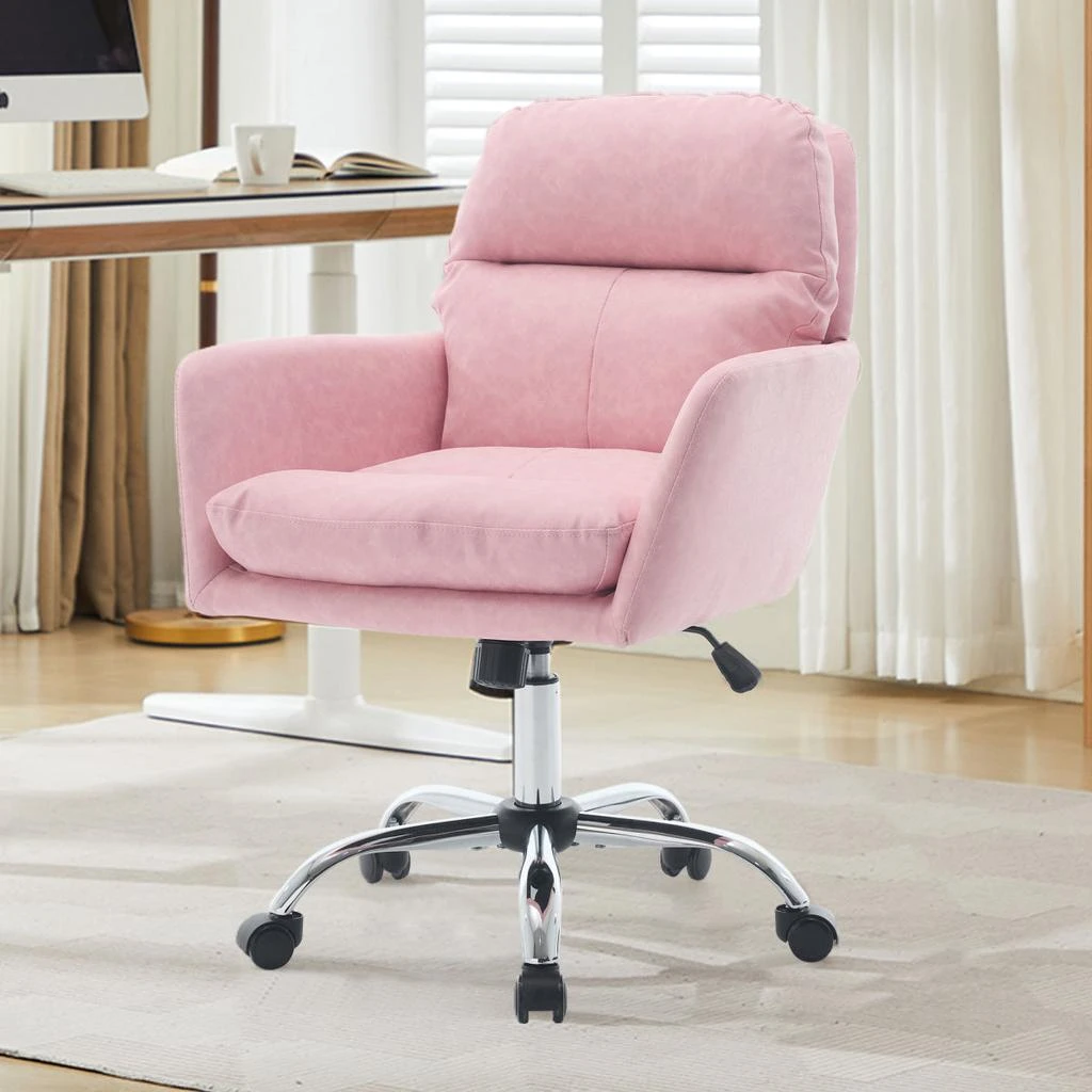 Streamdale Furniture Streamdale Office chair, PU leather, adjustable height, Black base, pink. 4